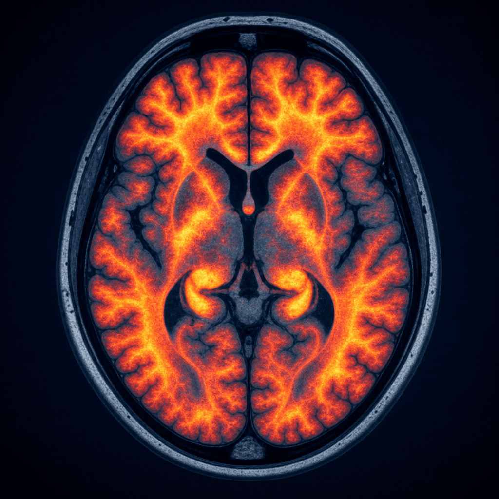 Illustrative brain scan: aligned weekday–weekend sleep timing